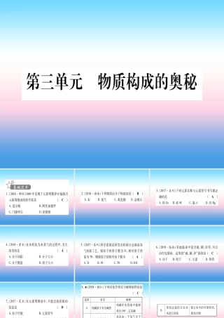 (云南专用)中考化学总复习 第1部分 教材系统复习 九上 第3单元 物质构成的奥秘(精练)课件