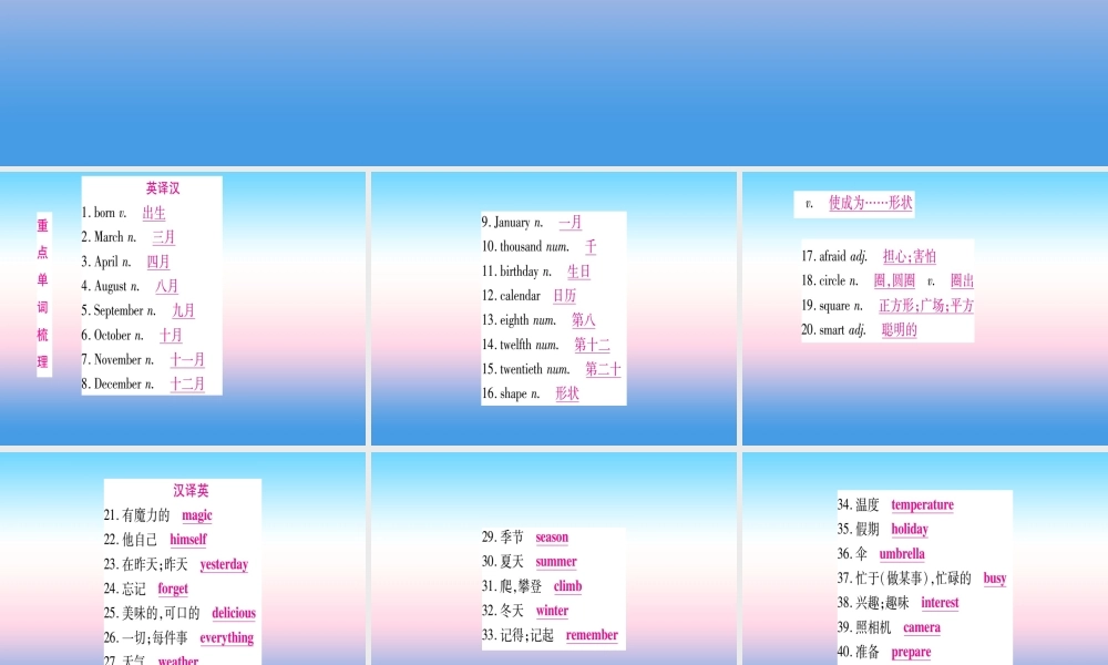 中考英语准点备考 第一部分 教材系统复习 考点精讲四 七下 Units 7 8课件