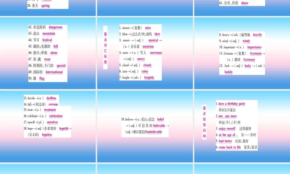 中考英语准点备考 第一部分 教材系统复习 考点精讲四 七下 Units 7 8课件