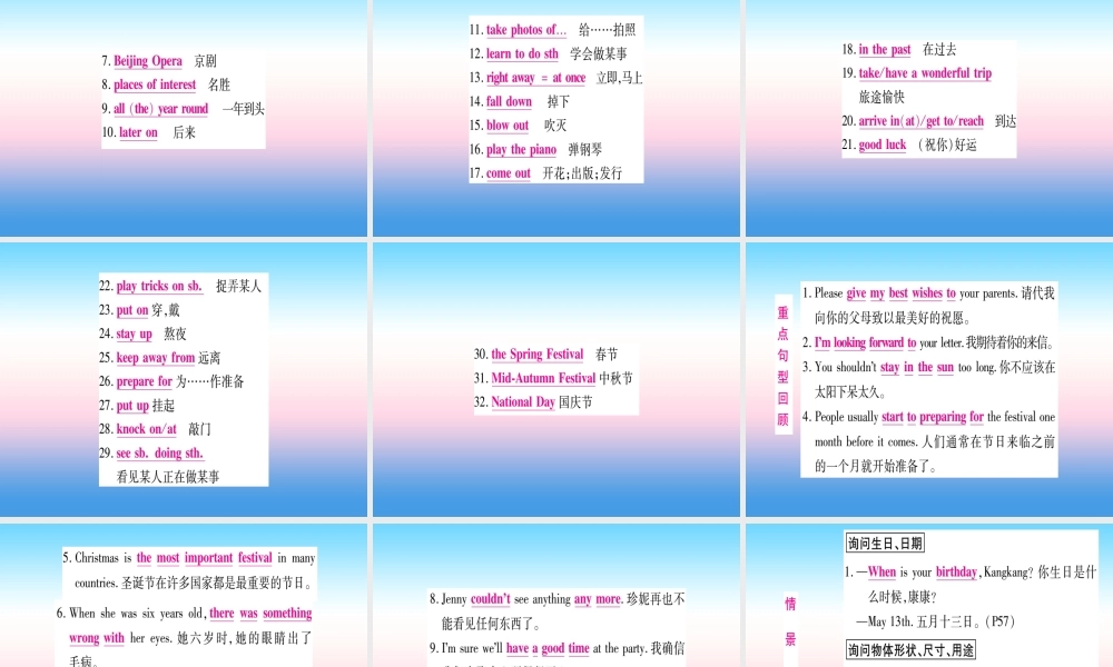 中考英语准点备考 第一部分 教材系统复习 考点精讲四 七下 Units 7 8课件