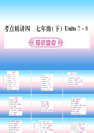中考英语准点备考 第一部分 教材系统复习 考点精讲四 七下 Units 7 8课件