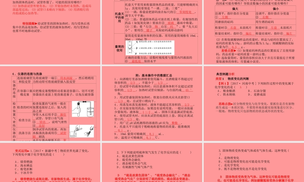 (滨州专版)中考化学总复习 第一部分 系统复习 成绩基石 第一单元 步入化学殿堂课件 鲁教版 课件