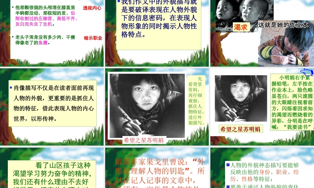中考语文作文辅导课件 人物外貌描写 课件