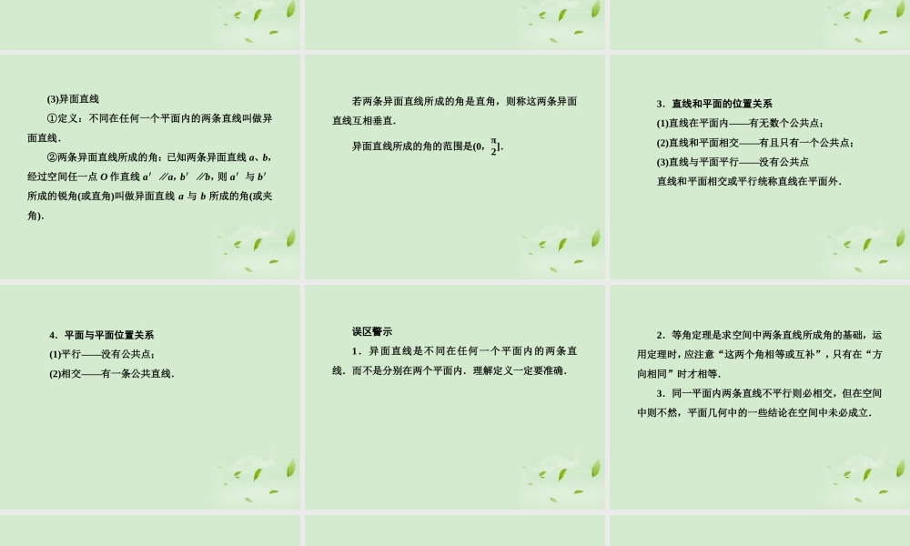 3 空间点、直线、平面之间的位置关系课件 新人教A版 课件