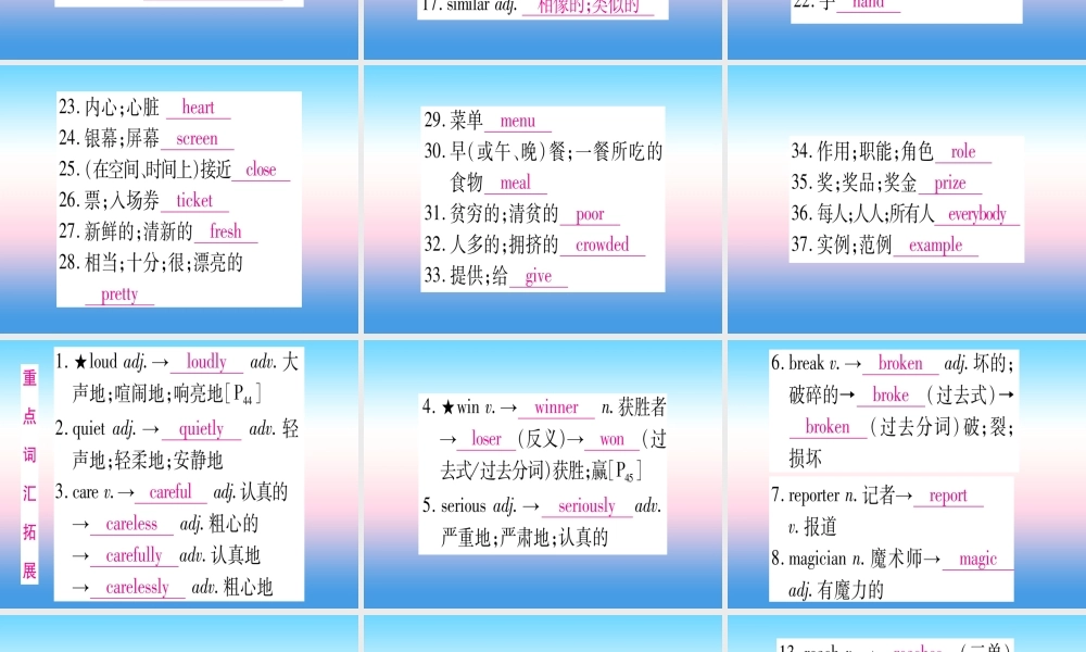 (湖北专用版)版中考英语复习 第一篇 教材系统复习 考点精讲七 八上 Units 3 4实用课件