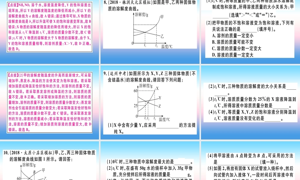 九年级化学下册 专题二 溶解度和溶质的质量分数习题课件 新人教版 课件