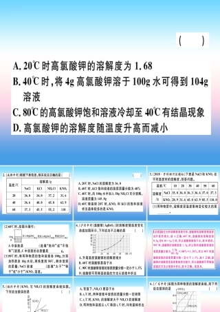 九年级化学下册 专题二 溶解度和溶质的质量分数习题课件 新人教版 课件