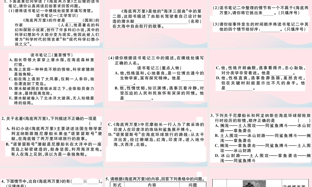 (通用版)文下册 第六单元 名著导读习题课件 新人教版 课件