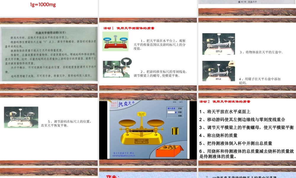 5.1测量物体的质量 八年级物理5.1测量物体的质量课件教科版 八年级物理5.1测量物体的质量课件教科版