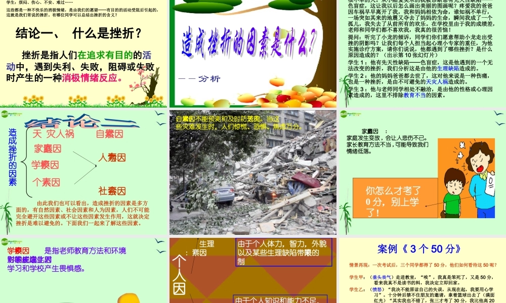 七年级政治上册 第二单元第四课第一框(人生难免有挫折)课件 人教新课标版 课件