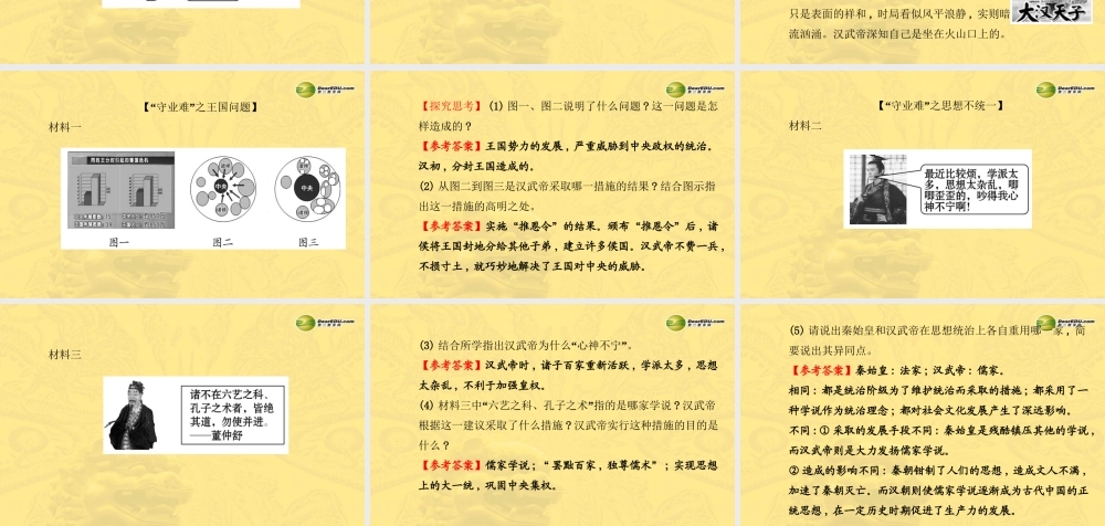 七年级历史上册 第三单元 第15课 汉武帝 大一统 课件 岳麓版 课件