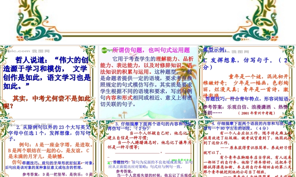 中考语文复习课件 仿句练习 课件