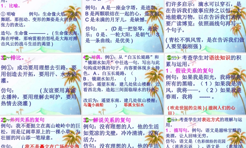 中考语文复习课件 仿句练习 课件