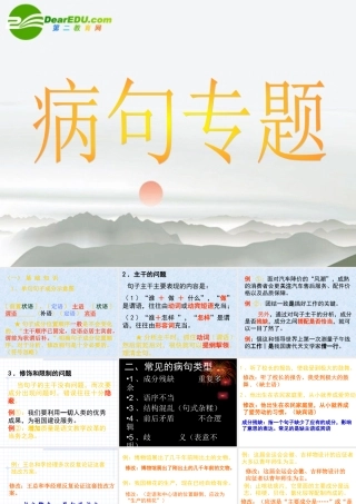中考语文专题 快速判断、修改病句 课件 人教新课标版 课件