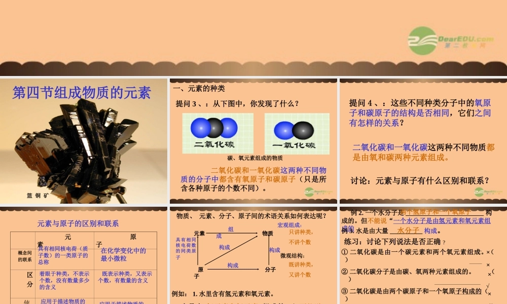 九年级化学上册(组成物质的化学元素)课件4 沪教版 课件