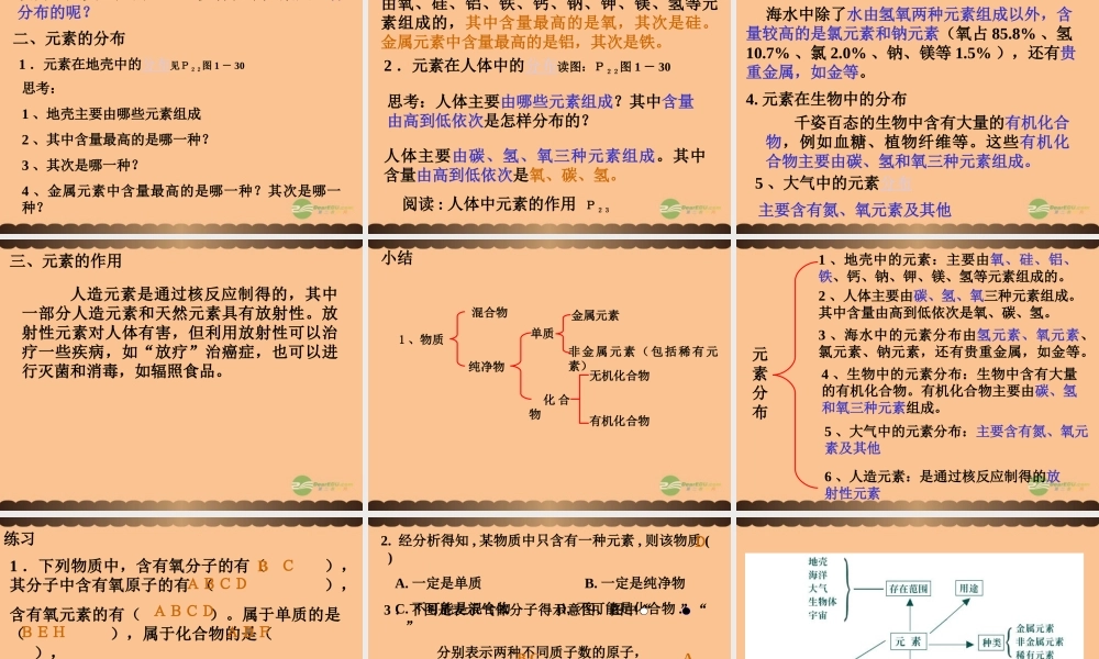 九年级化学上册(组成物质的化学元素)课件4 沪教版 课件