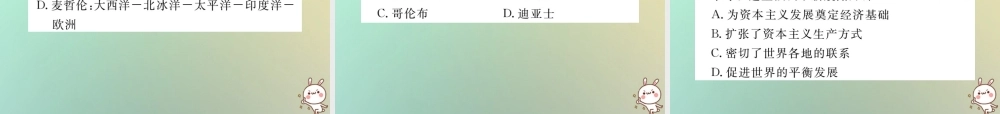 九年级历史上册 第五单元 资本主义的兴起 第14课 新航路的开辟和早期殖民掠夺习题课件 川教版 课件