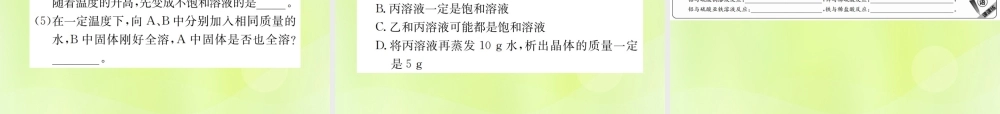九年级化学下册 第九单元 溶液 课题2 第1课时 饱和溶液与不饱和溶液复习课件 (新版)新人教版 课件