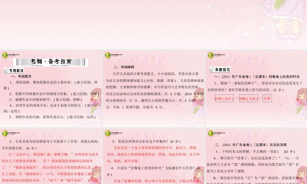 中考语文复习提能训练 文学类文本阅读课件(含中考真题) 课件