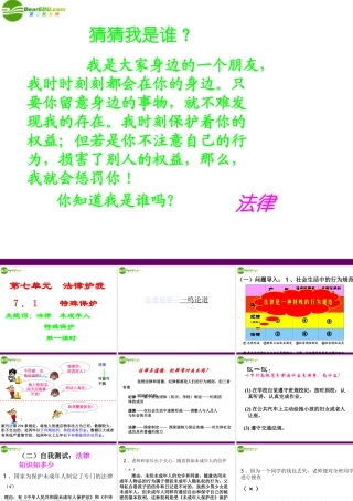 七年级政治下册(法律保护青少年健康成长)课件 粤教版 课件