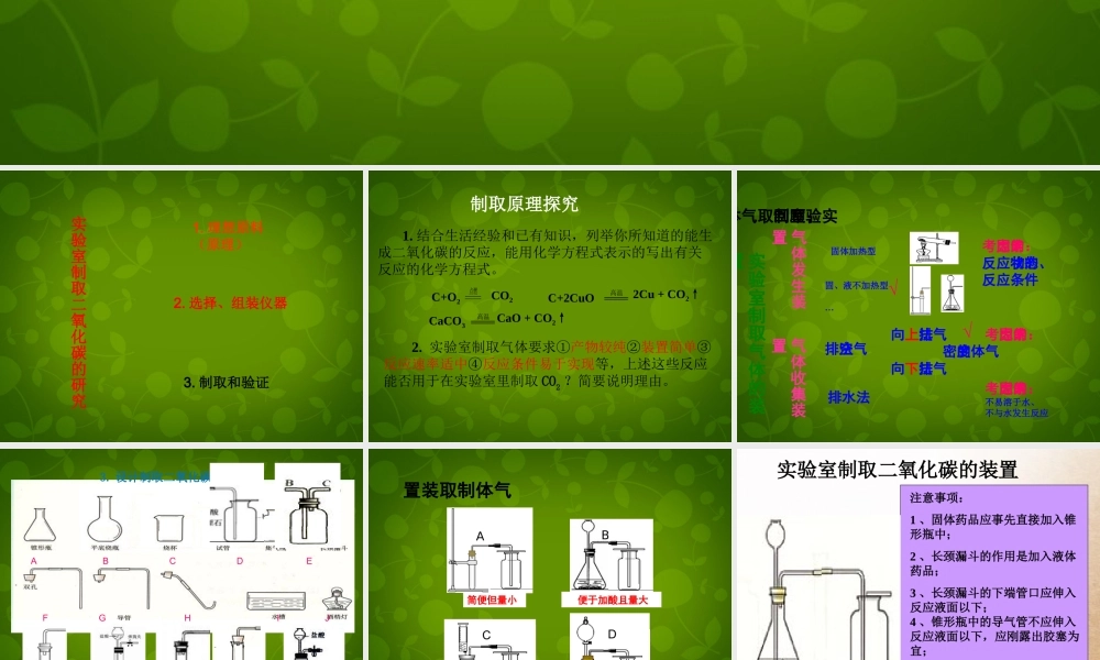 九年级化学上册 第六单元 课题2 二氧化碳的制取研究课件1 (新版)新人教版 课件