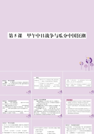 (河南专版)八年级历史上册 第二单元 近代化的早期探索与民族危机的加剧 第5课 甲午中日战争与瓜分中国狂潮课件 新人教版 课件