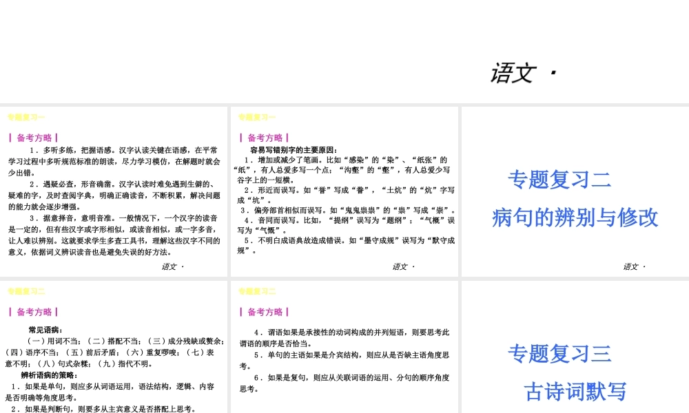 中考语文 七下 专题复习课件 苏教版 课件