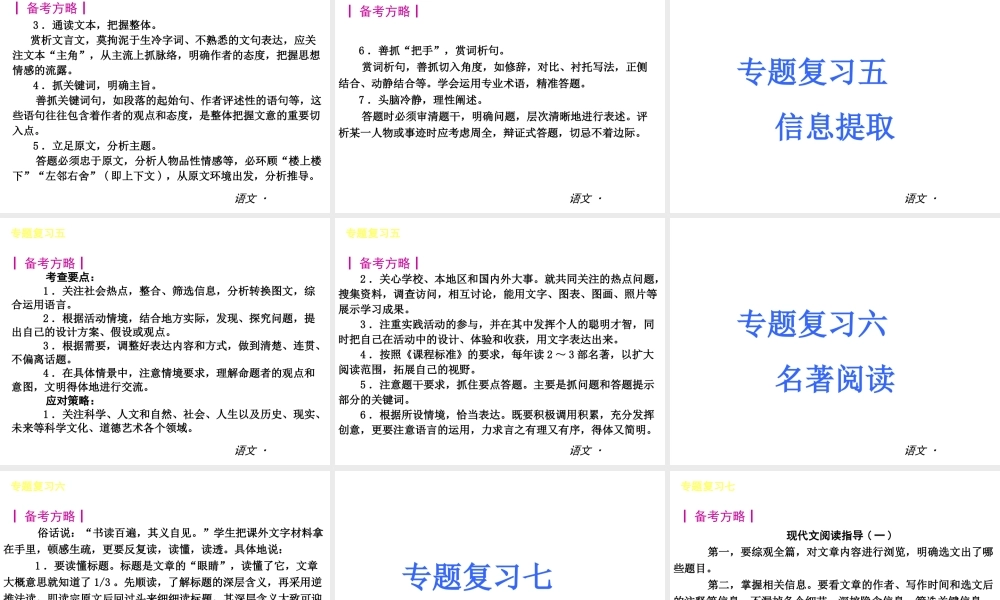 中考语文 七下 专题复习课件 苏教版 课件