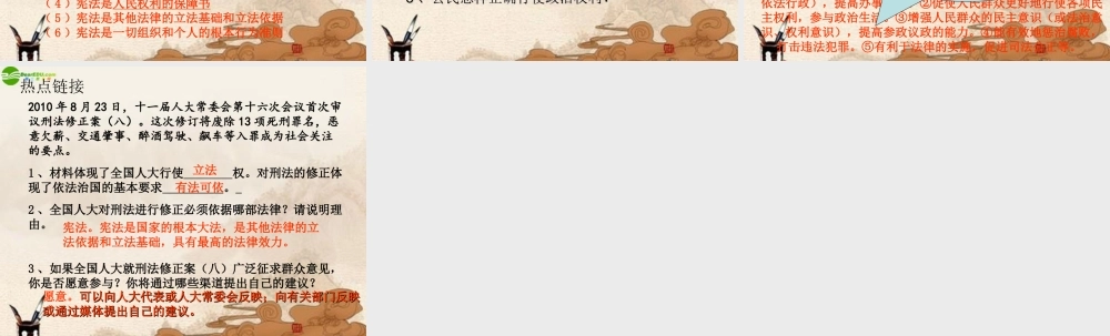 九年级政治 第六课参与政治生活复习课件 人教新课标版 课件