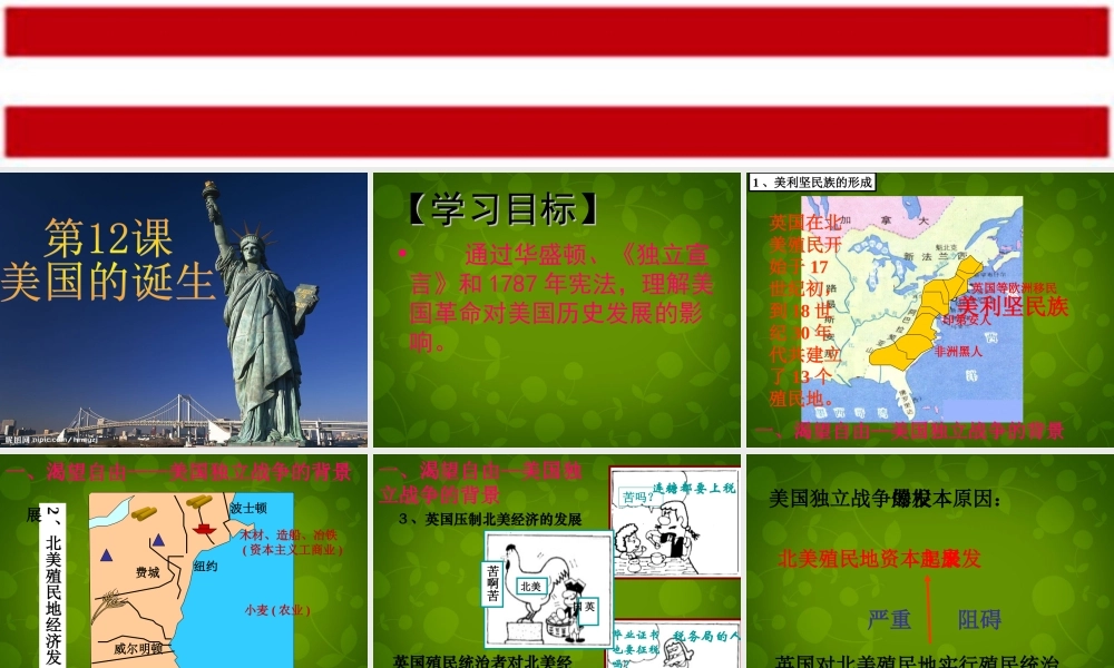九年级历史上册 第12课(美国的诞生)课件 新人教版 课件
