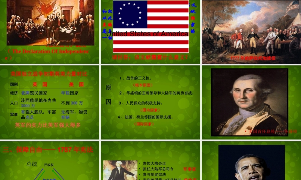 九年级历史上册 第12课(美国的诞生)课件 新人教版 课件