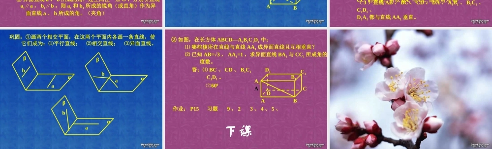 9.2异面直线 高二数学直线 平面 简单几何体ppt课件集一 人教版 高二数学直线 平面 简单几何体ppt课件集一 人教版