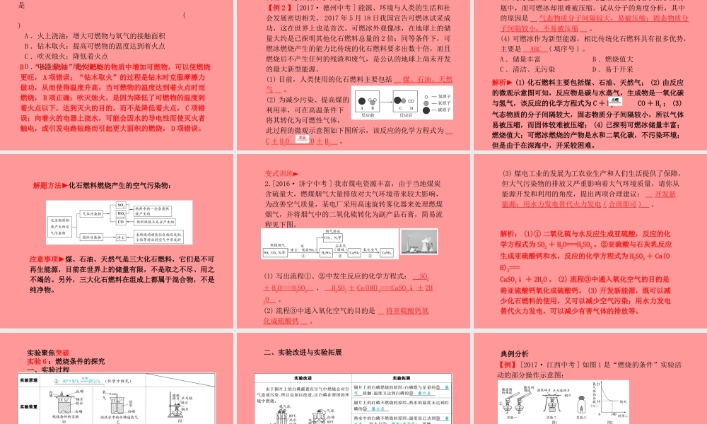 (潍坊专版)中考化学总复习 第一部分 系统复习 成绩基石 第七单元 燃料及其利用课件 新人教版 课件