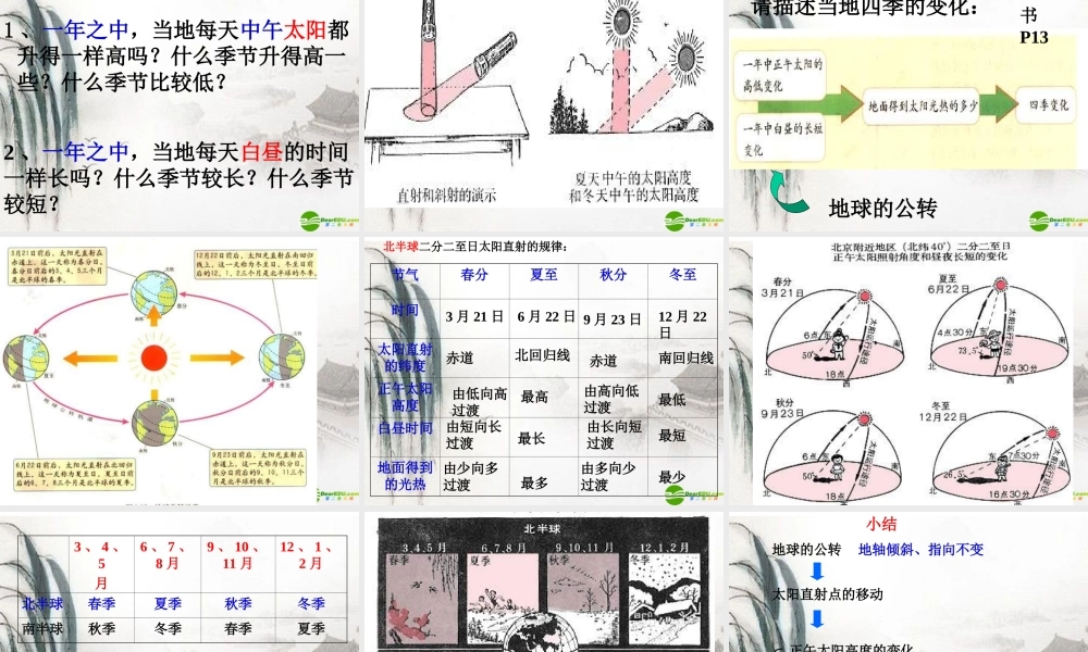 七年级地理上册 第一章第二节(地球的运动)课件 人教新课标版 课件