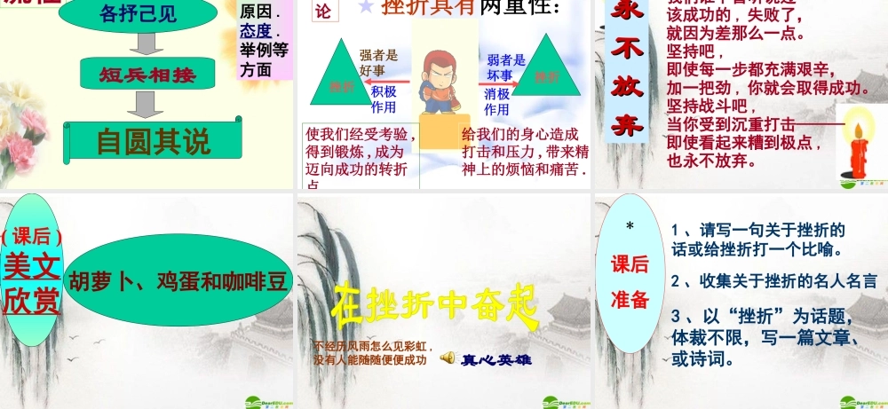 七年级思想品德下册(直面挫折)课件 粤教版 课件