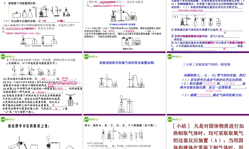 九年级化学 常见气体的制备和验证课件 人教新课标版 课件