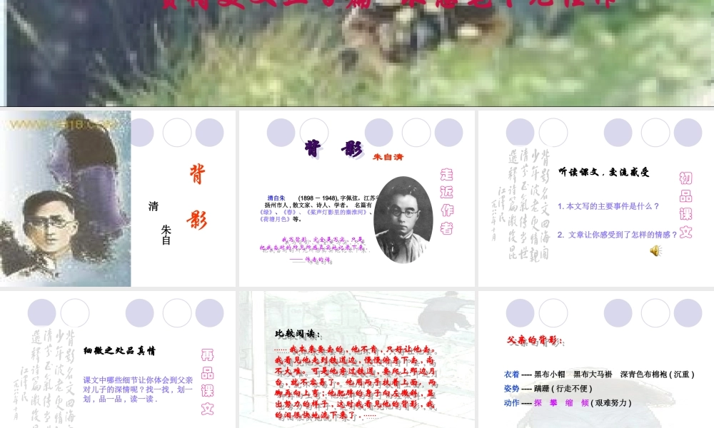 (背影)教学课件2 八年级语文上册第二单元(背影)课件7套人教版 八年级语文上册第二单元(背影)课件7套人教版