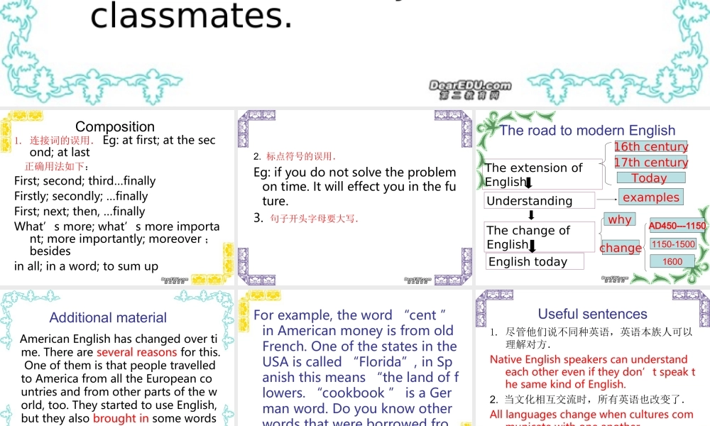 Unit2 Enghlish around the world 新课标 人教版 课件