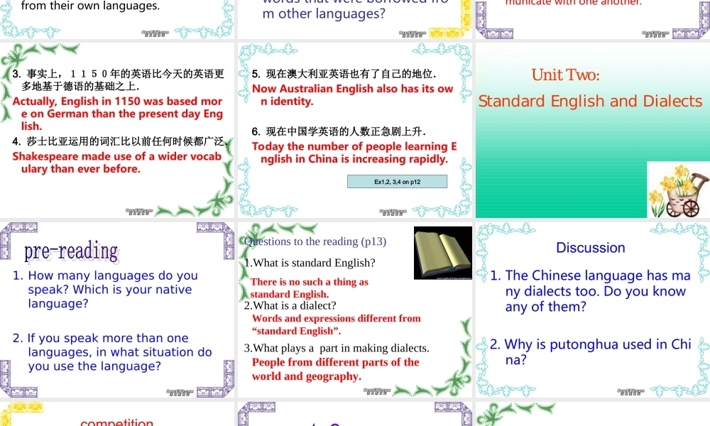 Unit2 Enghlish around the world 新课标 人教版 课件
