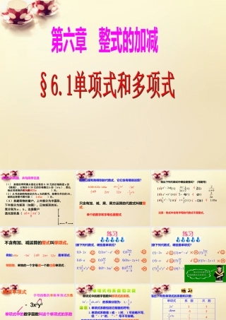 七年级数学上册 6.1(单项式与多项式)课件 (新版)青岛版 课件