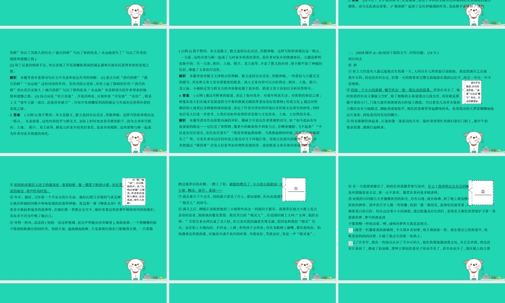 中考语文总复习 第三部分 现代文阅读 专题八 文学作品阅读 散文(试题部分)课件-2