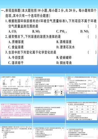 九年级化学下册 中考模拟卷(一)习题课件 (新版)新人教版 课件