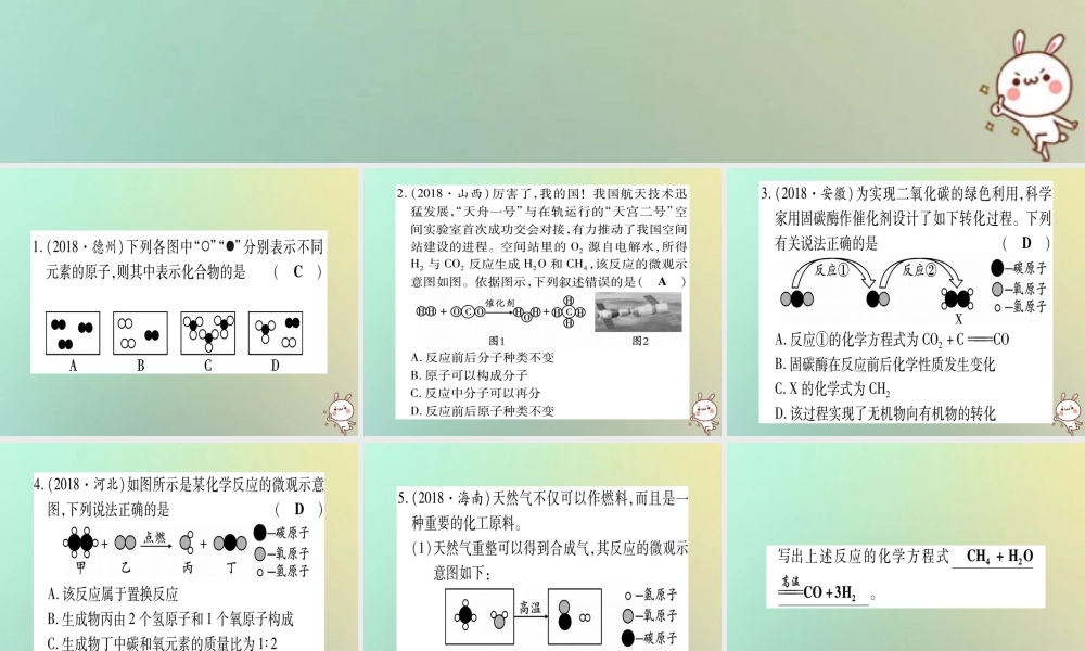 中考化学准点备考复习 专项突破二 微观模型图课件 新人教版 课件