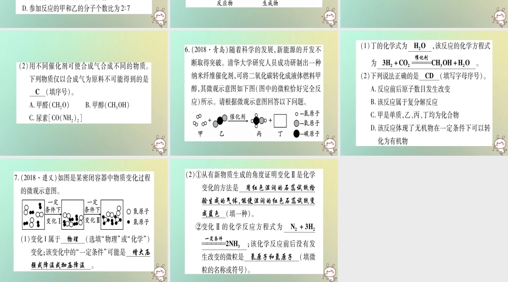 中考化学准点备考复习 专项突破二 微观模型图课件 新人教版 课件