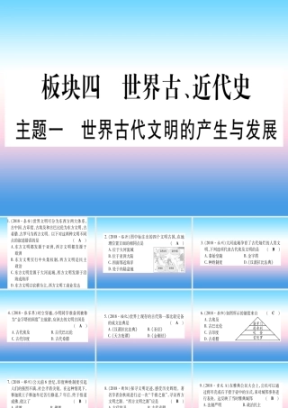 (云南专用)中考历史总复习 第一篇 考点系统复习 板块4 世界古、近代史 主题一 世界古代文明的产生与发展(精练)课件