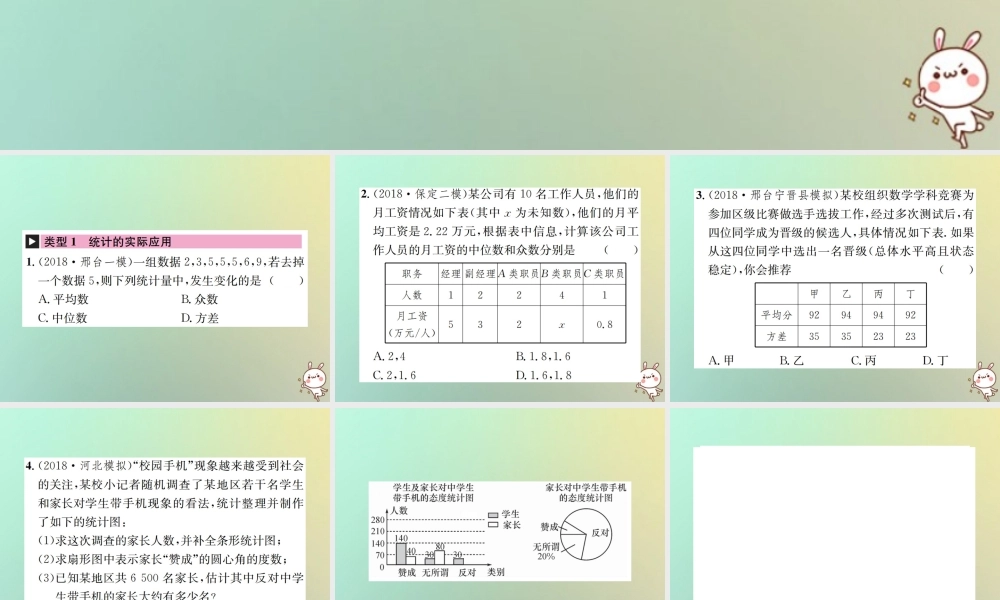 中考数学系统复习 第八单元 统计与概率 滚动小专题(十)统计与概率的实际应用课件