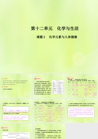 九年级化学下册 第十二单元 化学与生活 课题2 化学元素与人体健康高效课堂课件 (新版)新人教版 课件