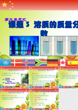 九年级化学下册93溶质的质量分数课件1人教新课标版 课件