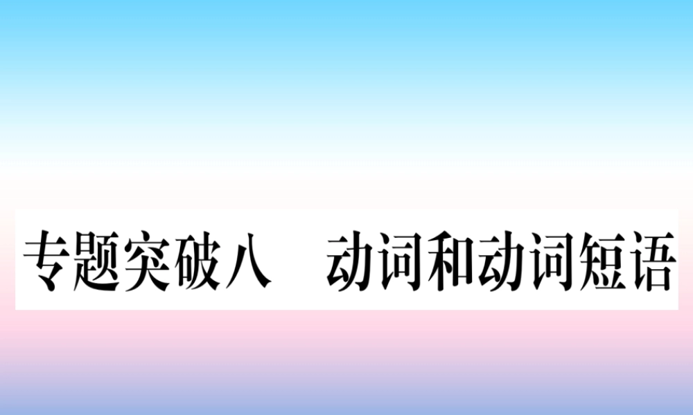 (湖北专用版)版中考英语专题高分练 专题突破八 动词和动词短语实用课件