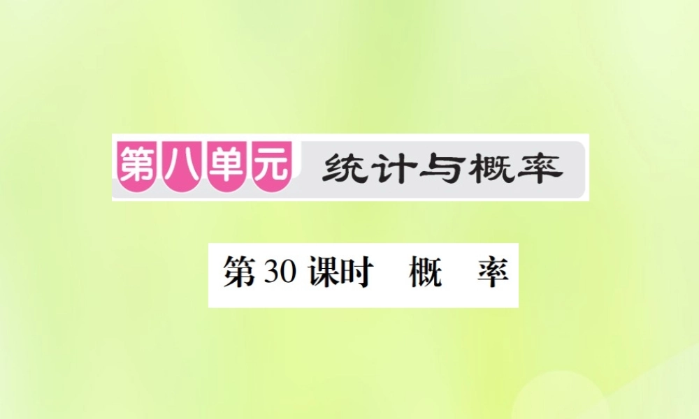 中考数学总复习 第八单元 统计与概率 第30课时 概率(考点整合)课件